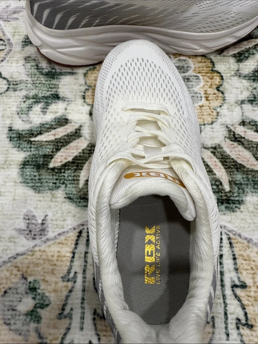 RBX Cream Knit Running Sneakers with Gum Accents